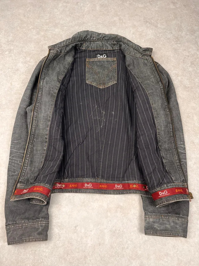 AW2003 Dolce & Gabbana Grey Raw Denim Jacket rKffyoy 9