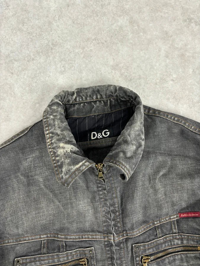 AW2003 Dolce & Gabbana Grey Raw Denim Jacket SLaDBDc 3
