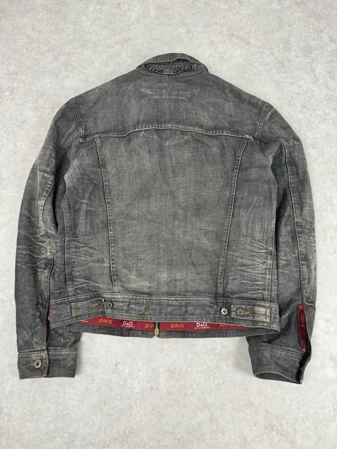 AW2003 Dolce & Gabbana Grey Raw Denim Jacket ondJCXM 4