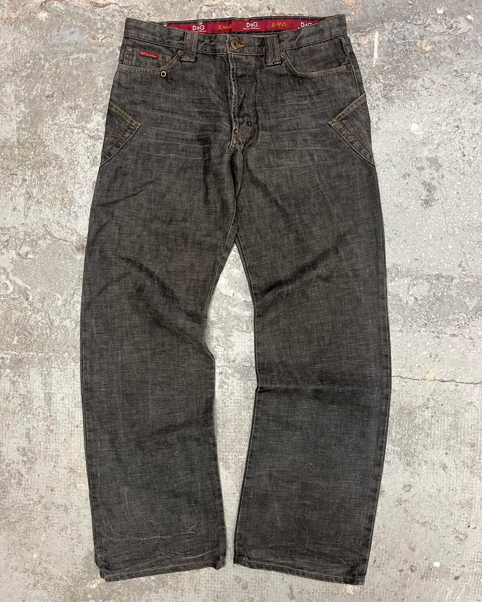 AW2003 Dolce & Gabbana Grey Raw Denim Jeans (XL) 0