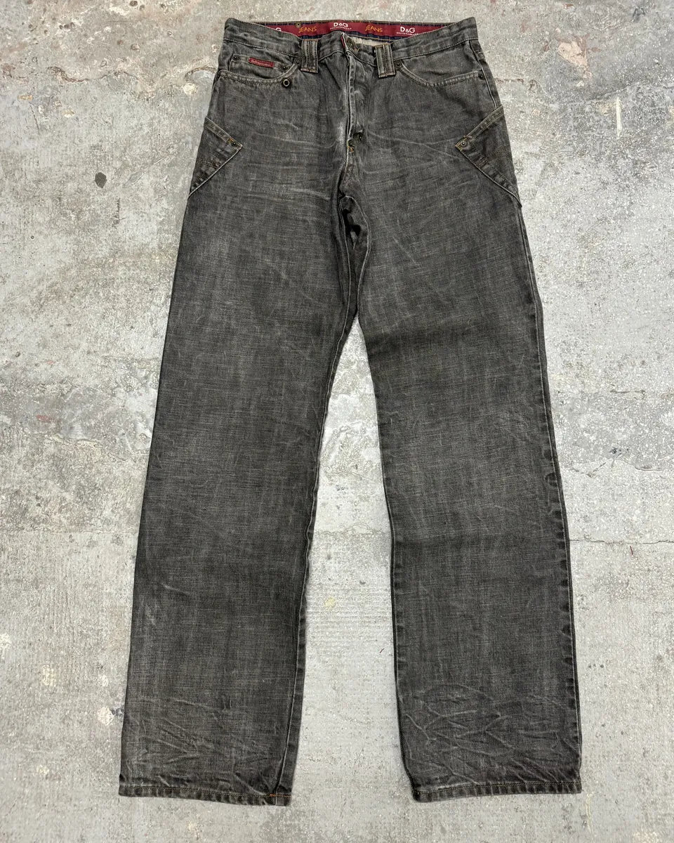 AW2003 Dolce & Gabbana Grey Raw Faded Denim Jeans (S/M) 0