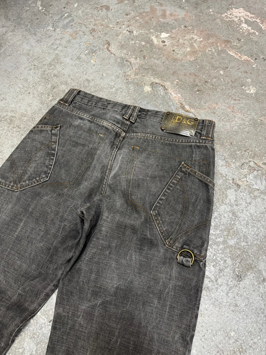 AW2003 Dolce & Gabbana Grey Raw Faded Denim Jeans (S/M) 3