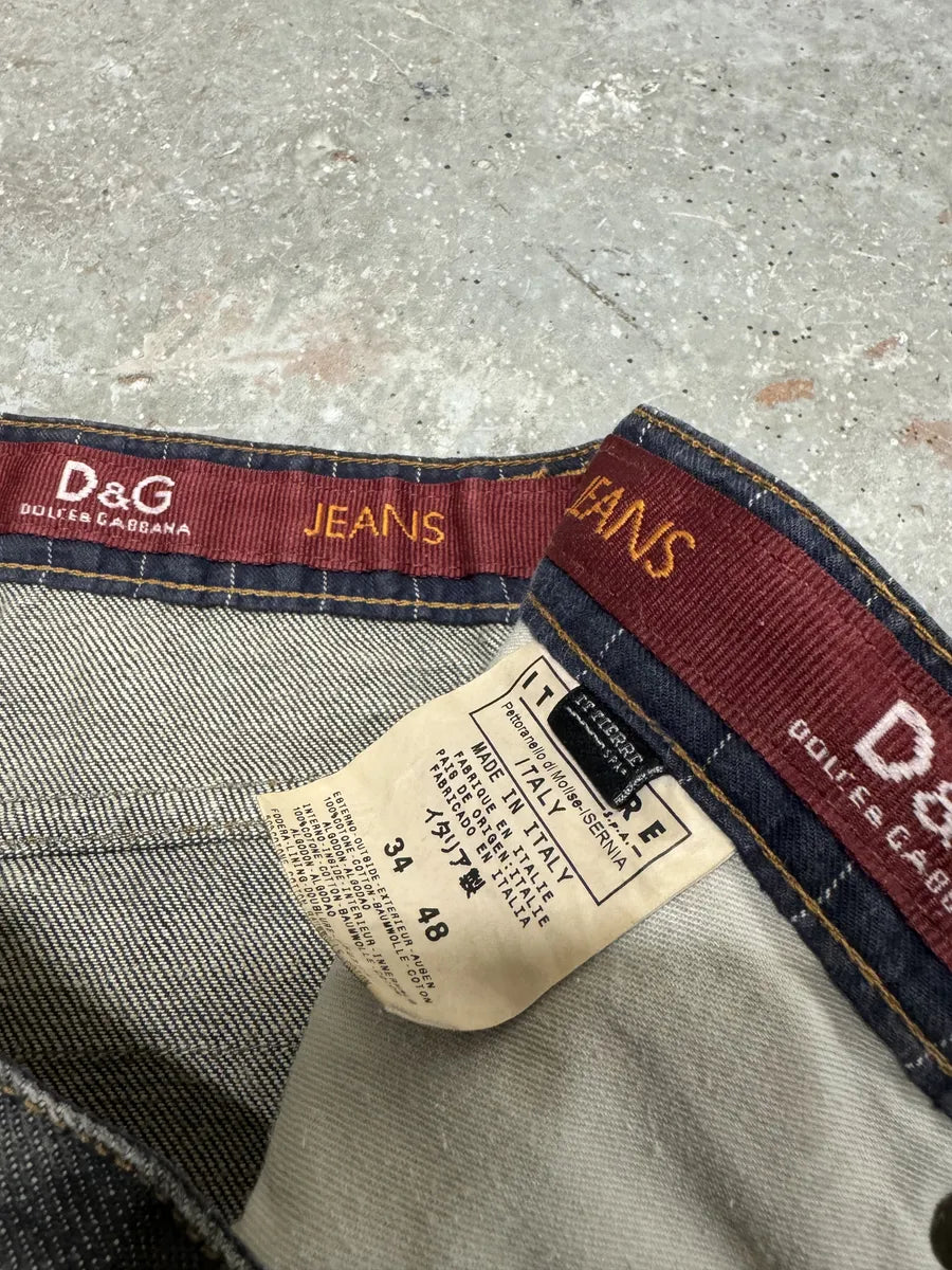AW2003 Dolce & Gabbana Grey Raw Faded Denim Jeans (S/M) 4