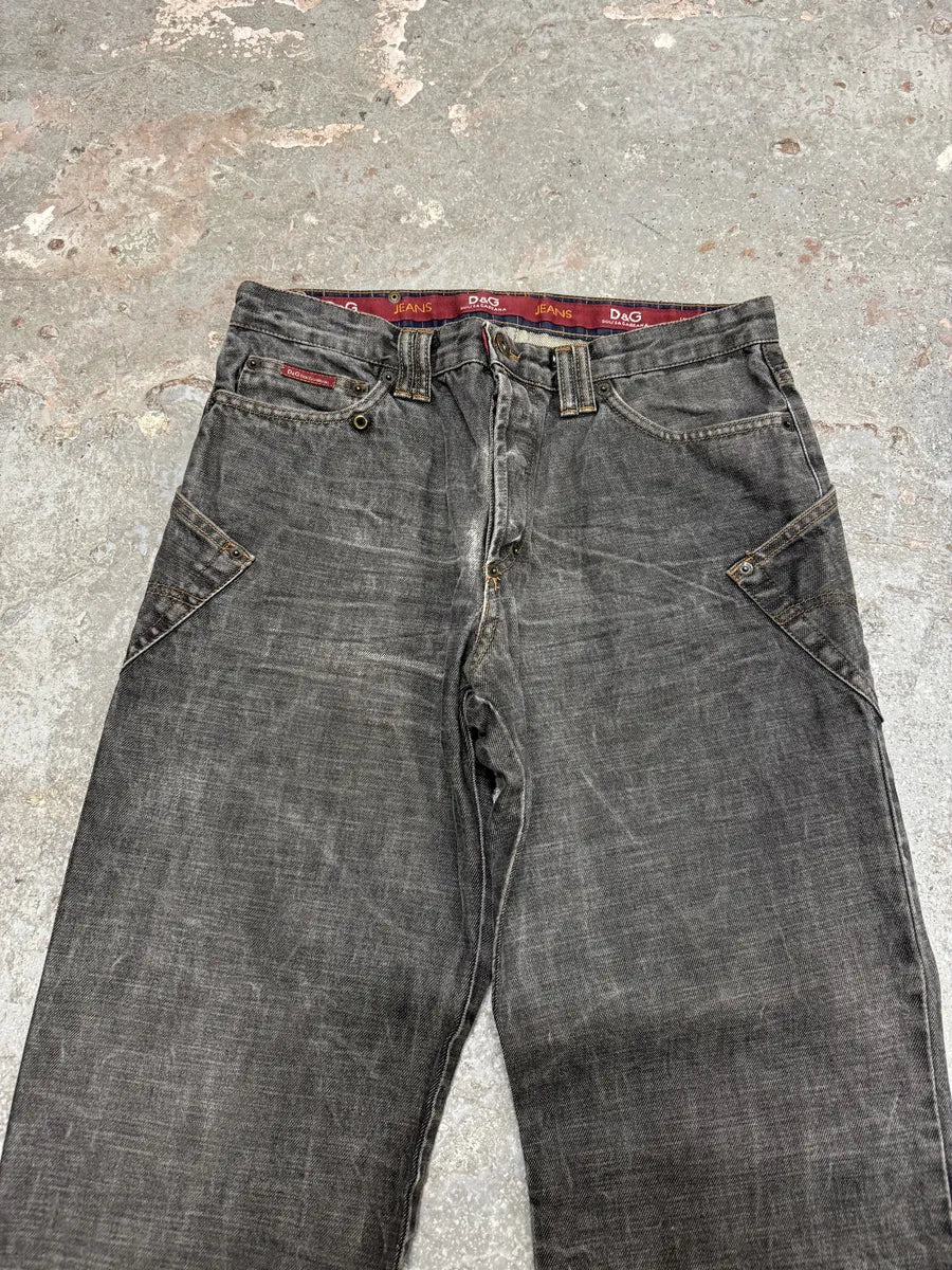 AW2003 Dolce & Gabbana Grey Raw Faded Denim Jeans (S/M) 6
