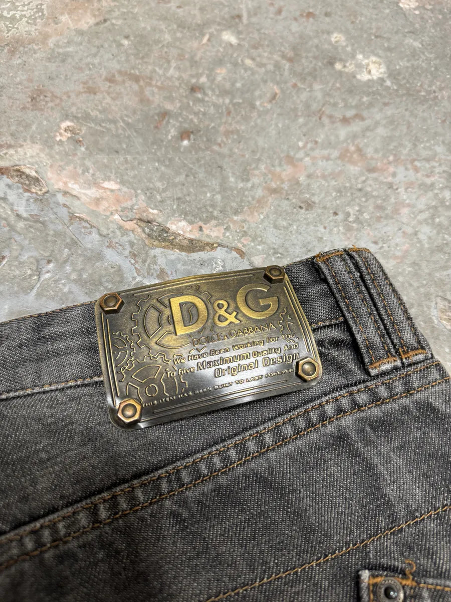 AW2003 Dolce & Gabbana Grey Raw Faded Denim Jeans (S/M) 8