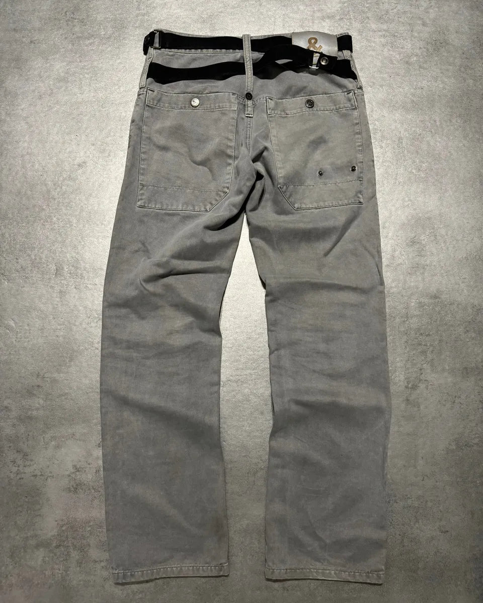 AW2003 Dolce & Gabbana Grey Relaxed Bondage Strapped Pants (S) 0