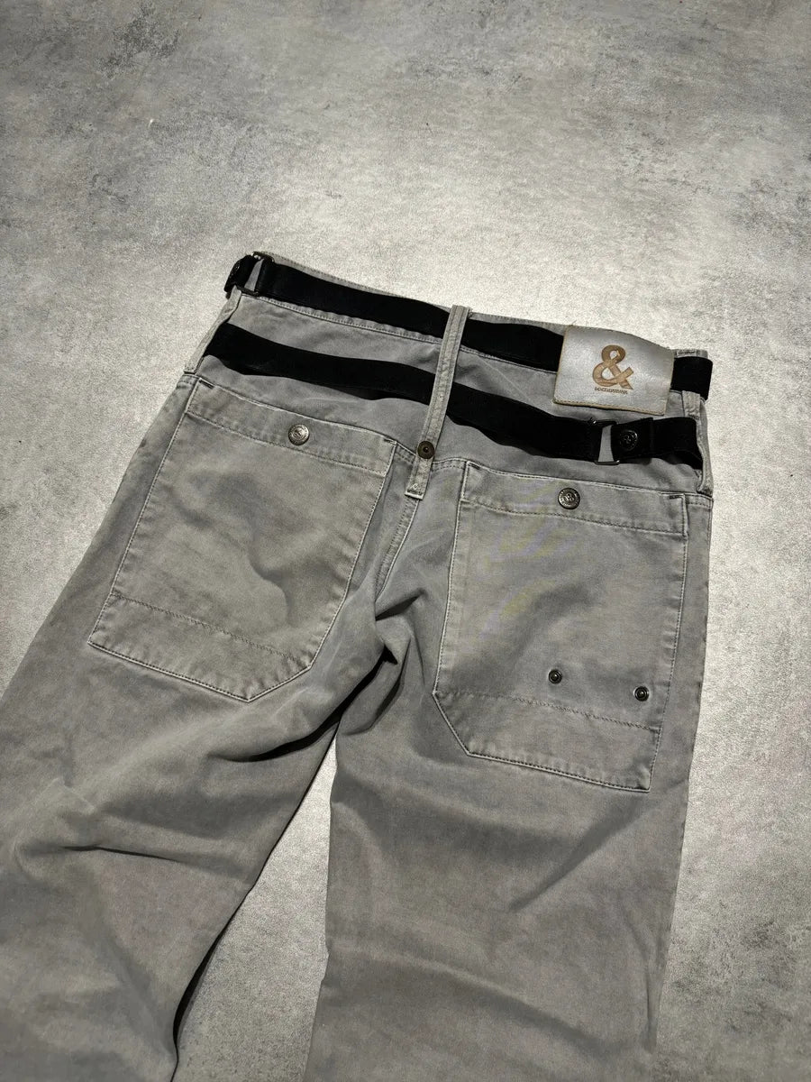 AW2003 Dolce & Gabbana Grey Relaxed Bondage Strapped Pants (S) 2