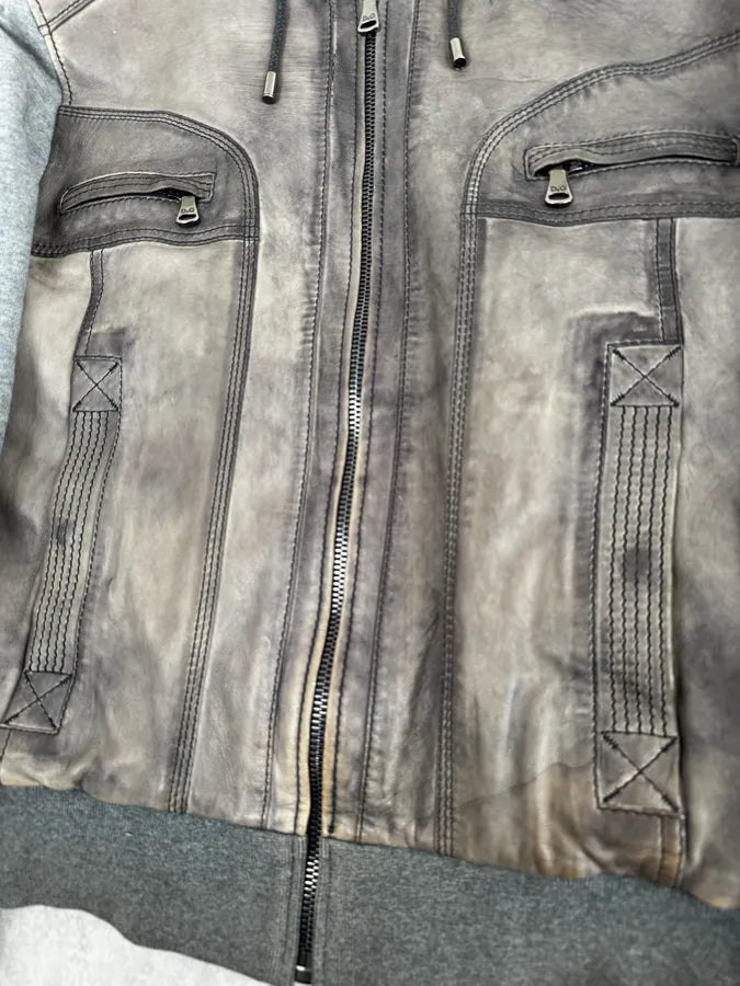 AW2010 Dolce & Gabbana Grey Technical Leather Hooded Jacket epjwHes 7