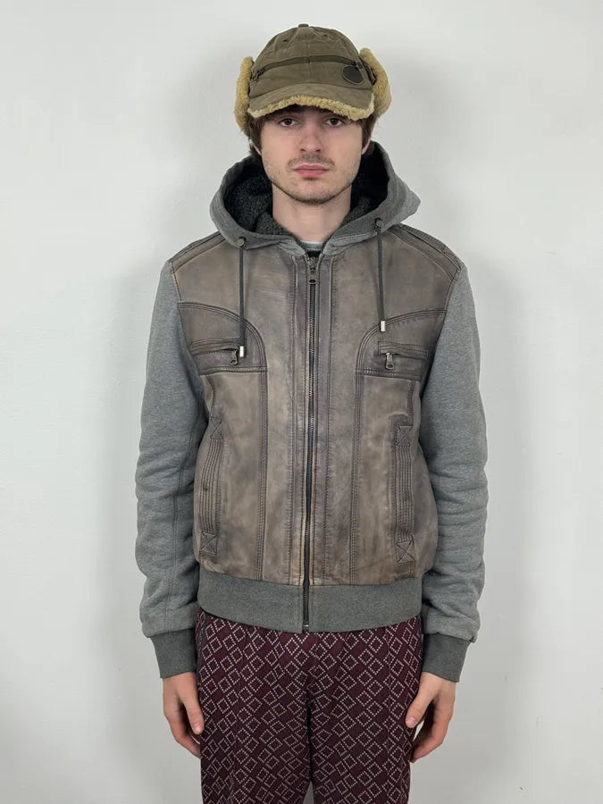 AW2010 Dolce & Gabbana Grey Technical Leather Hooded Jacket epjwHes 1