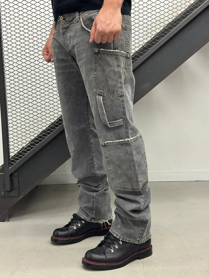 AW2004 Dolce & Gabbana Grey Multi Pockets Cargo Denim Jeans DbbgNMw 2