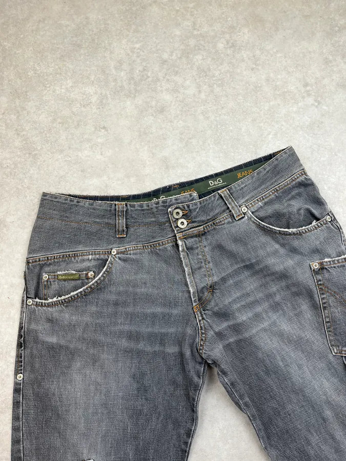 AW2004 Dolce & Gabbana Grey Multi Pockets Cargo Denim Jeans DbbgNMw 5