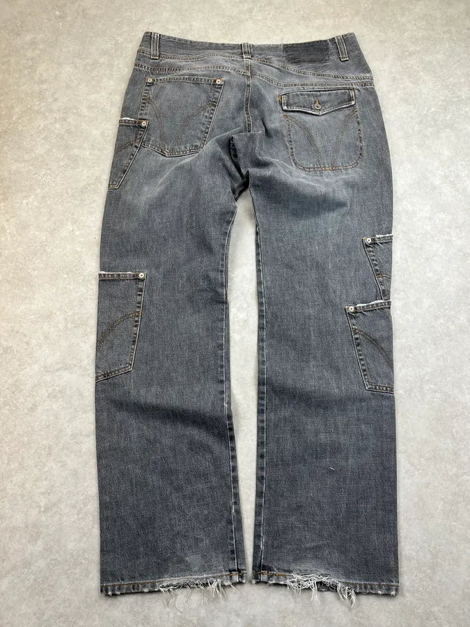 AW2004 Dolce & Gabbana Grey Multi Pockets Cargo Denim Jeans DbbgNMw 6