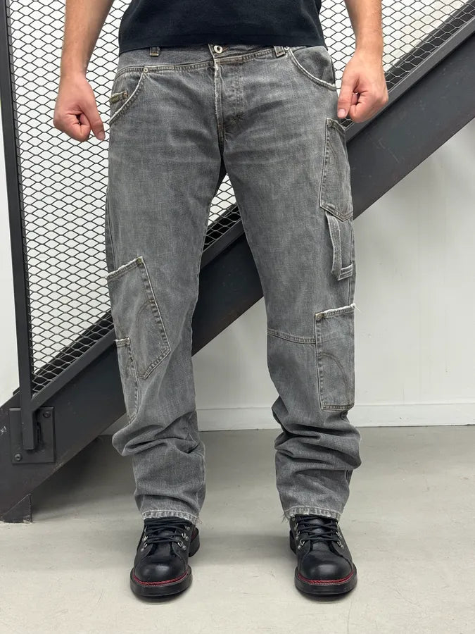 AW2004 Dolce & Gabbana Grey Multi Pockets Cargo Denim Jeans DbbgNMw 1