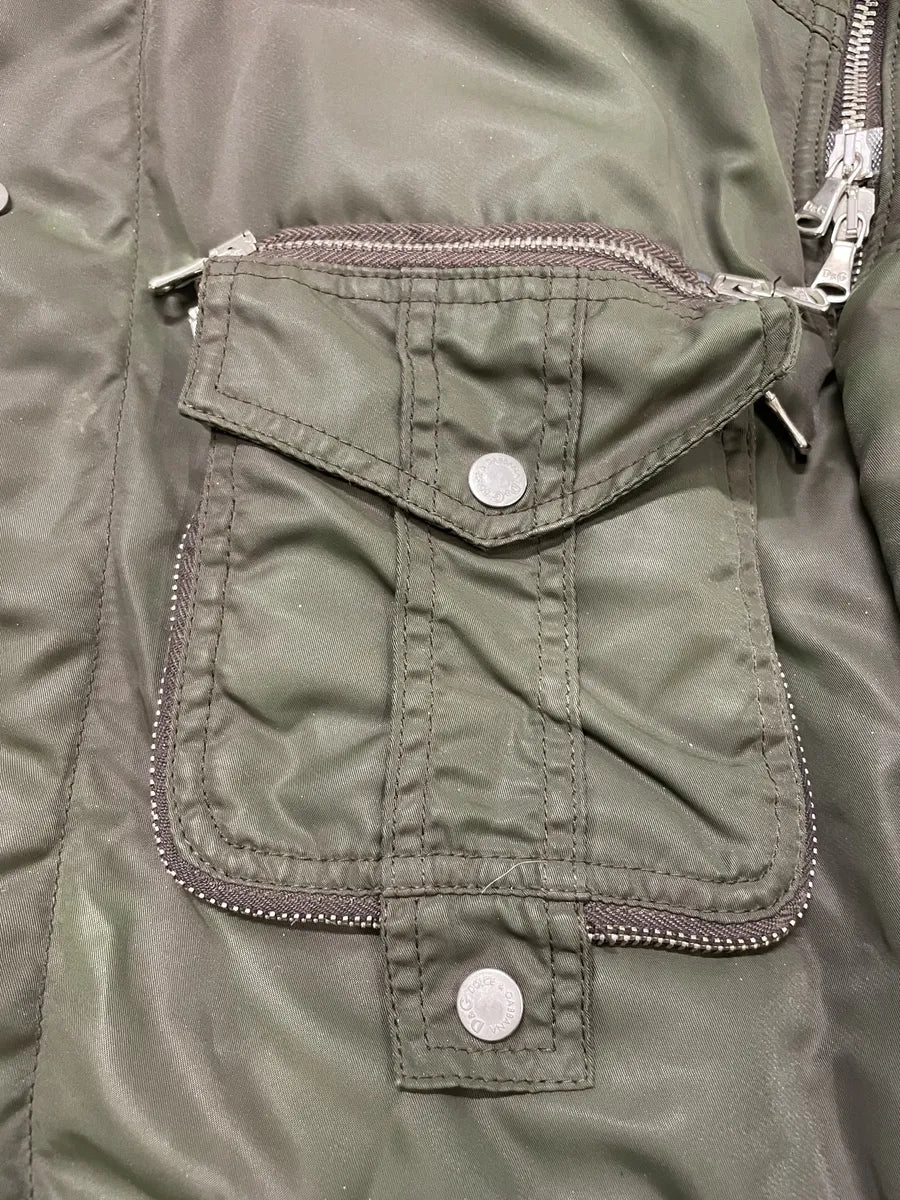 AW2003 Dolce & Gabbana Hunter Multi Zips Detachable Olive Faded Jacket (M/L) 10