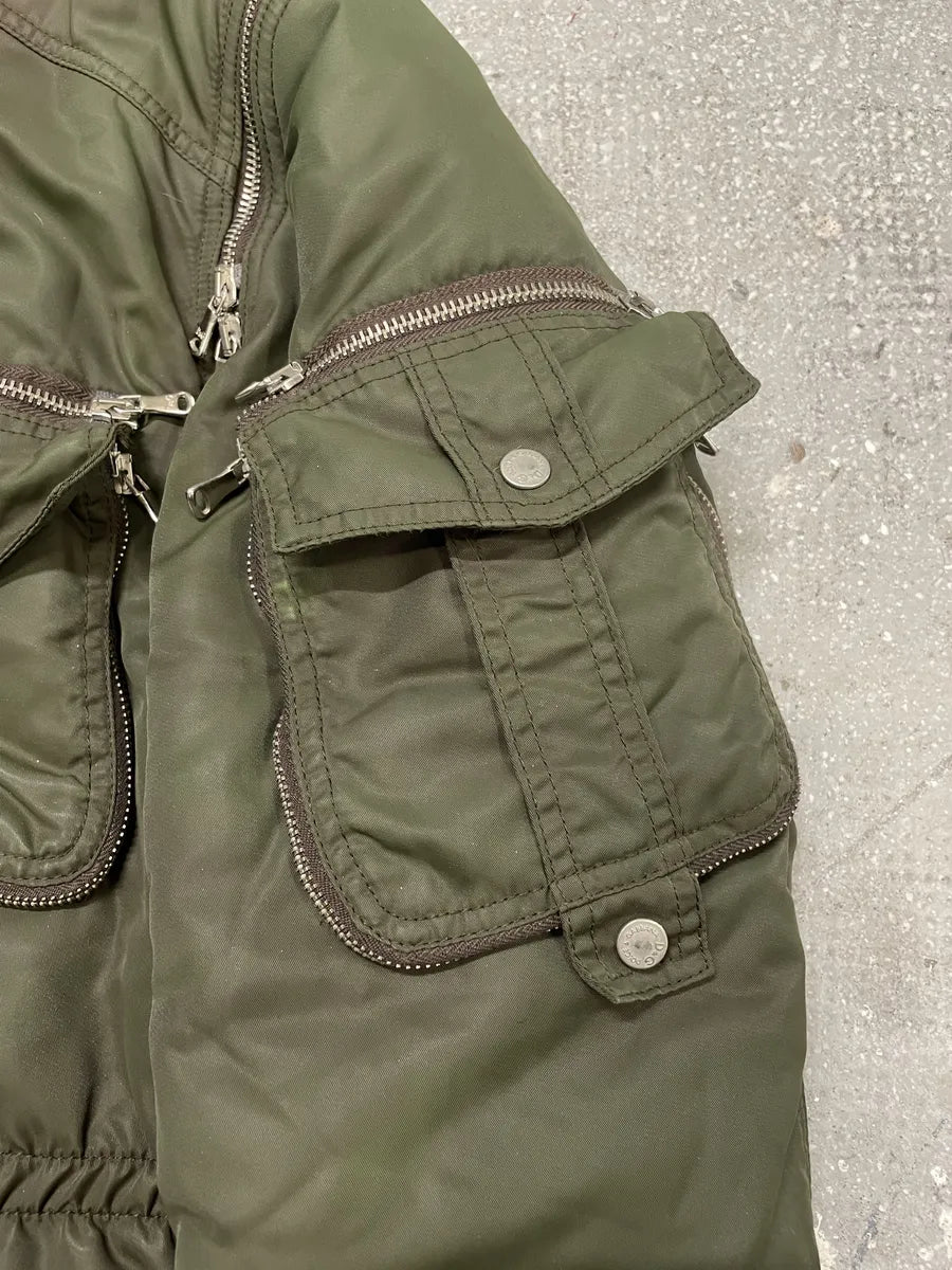 AW2003 Dolce & Gabbana Hunter Multi Zips Detachable Olive Faded Jacket (M/L) 11