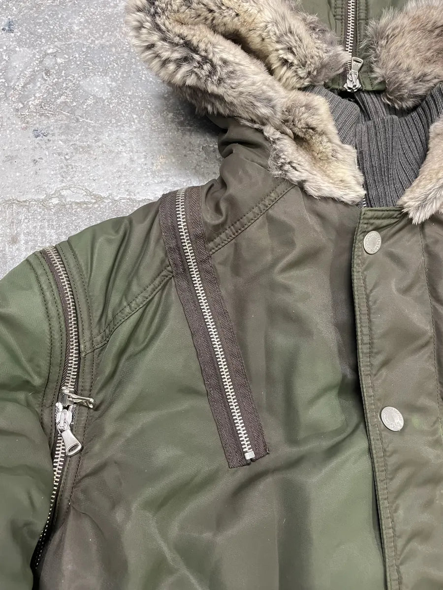 AW2003 Dolce & Gabbana Hunter Multi Zips Detachable Olive Faded Jacket (M/L) 8
