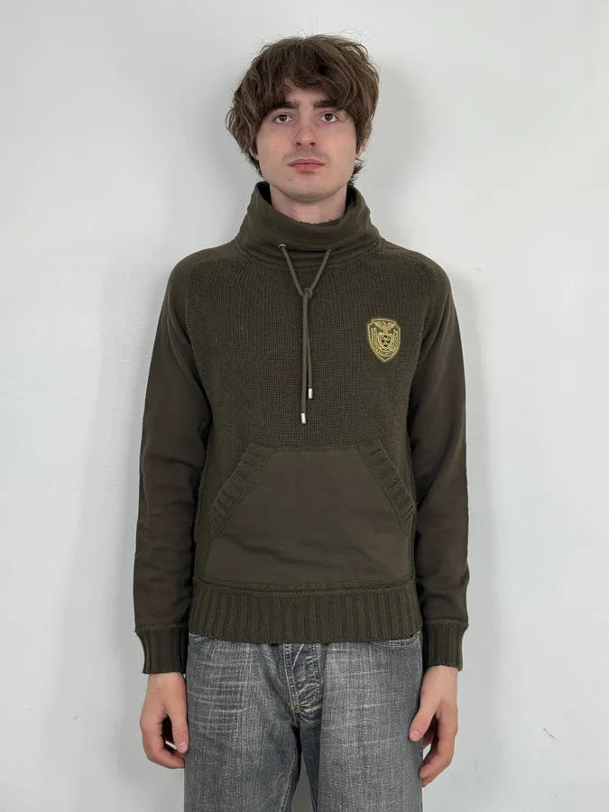 AW2003 Dolce & Gabbana Hybrid Khaki Green Wool Sweater GUhyMPn 1