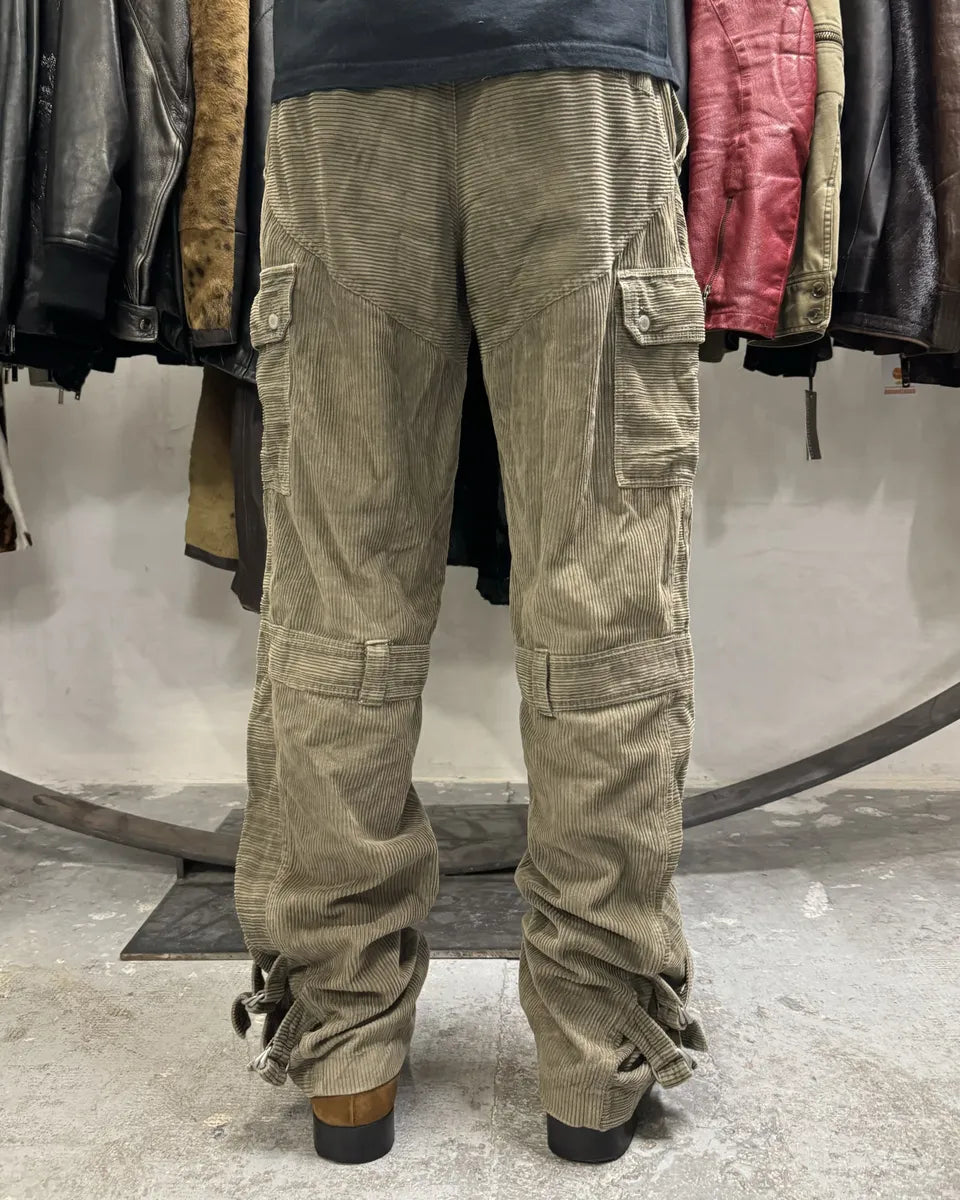 AW2003 Dolce & Gabbana Kaki Velvet Bondage Padded Cargo Pants (M) 1