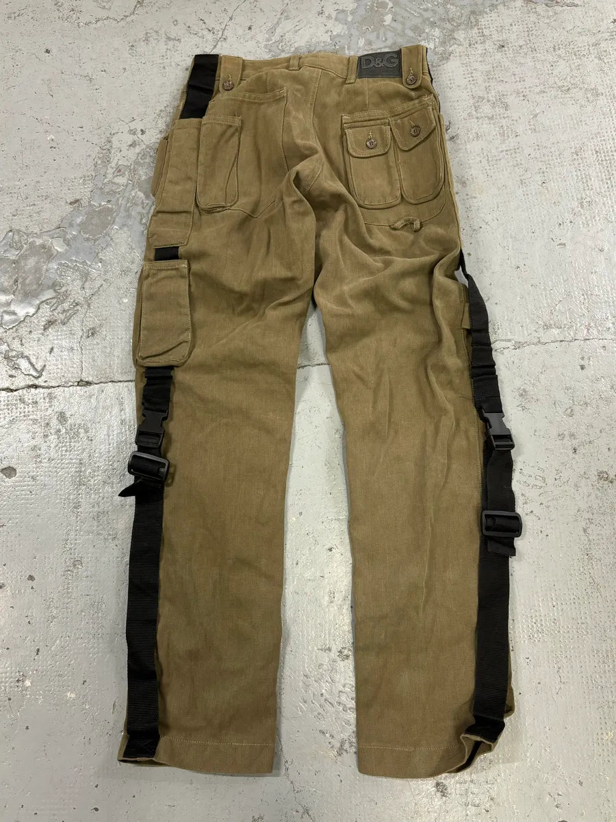 AW2003 Dolce & Gabbana Khaki Cargo Bondage Pants ZbPQBaz 4