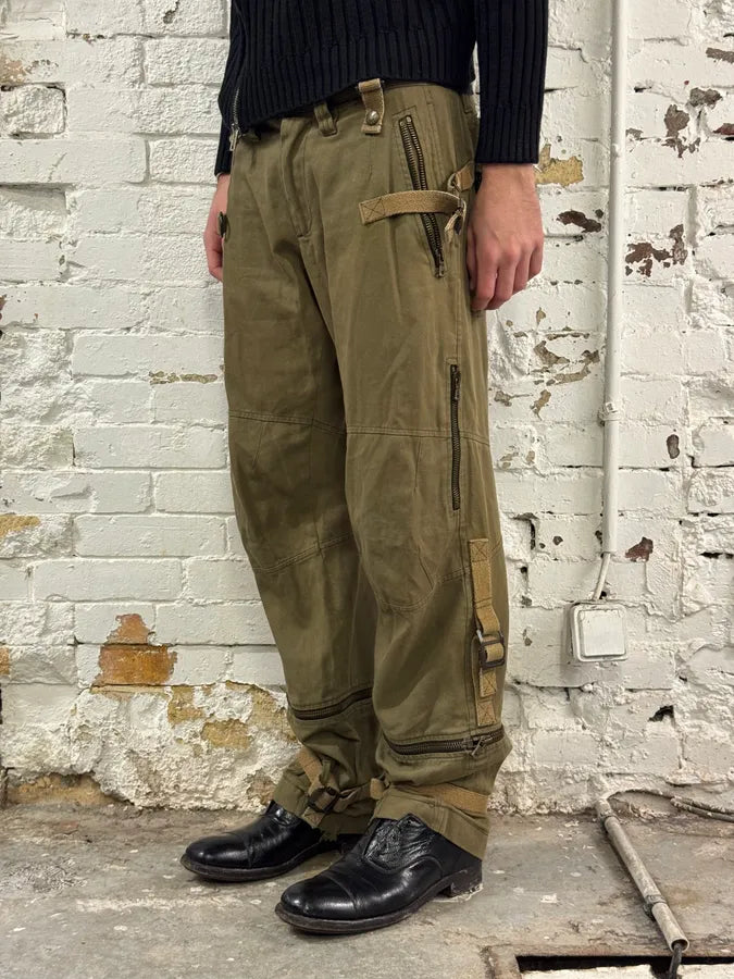 AW2003 Dolce & Gabbana Khaki Green Bondage Cargo Pants wmEGAtE 3