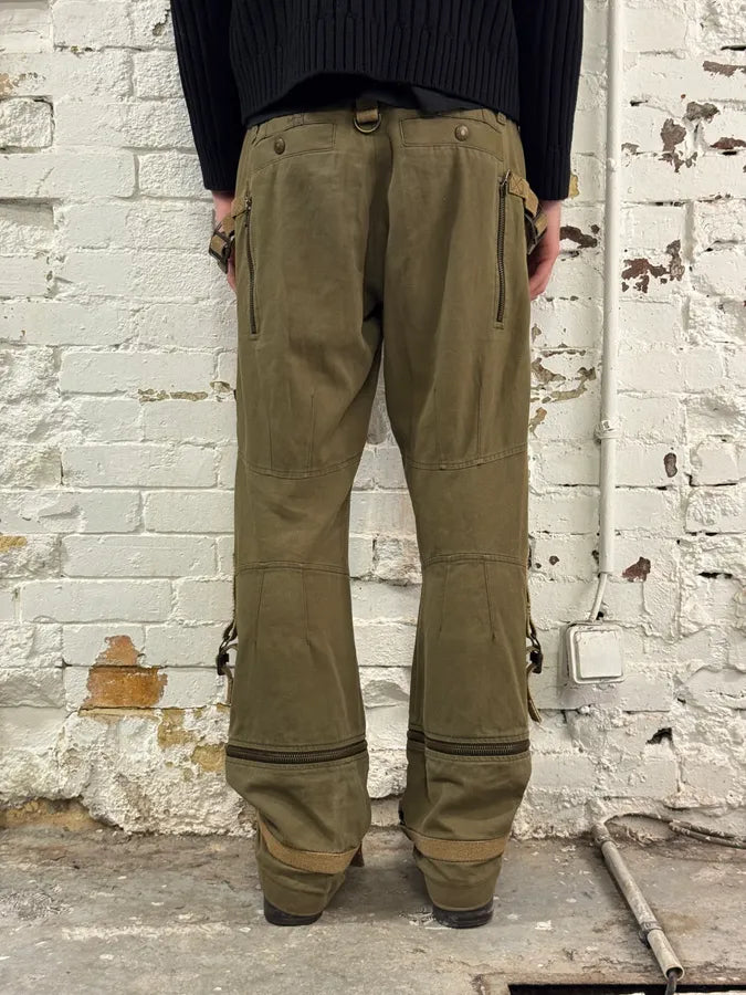 AW2003 Dolce & Gabbana Khaki Green Bondage Cargo Pants wmEGAtE 4