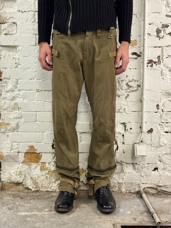 AW2003 Dolce & Gabbana Khaki Green Bondage Cargo Pants wmEGAtE 2