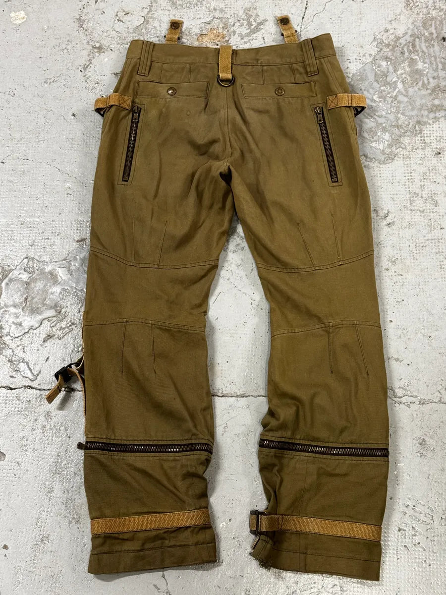 AW2003 Dolce & Gabbana Khaki Green Bondage Cargo Pants wmEGAtE 5