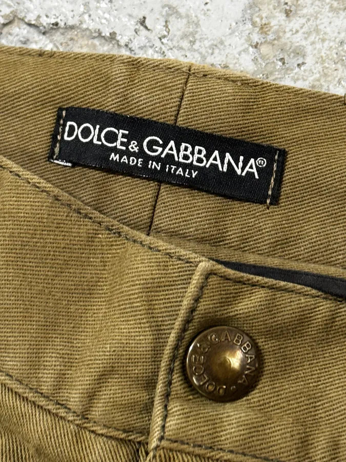 AW2003 Dolce & Gabbana Khaki Green Bondage Cargo Pants wmEGAtE 9