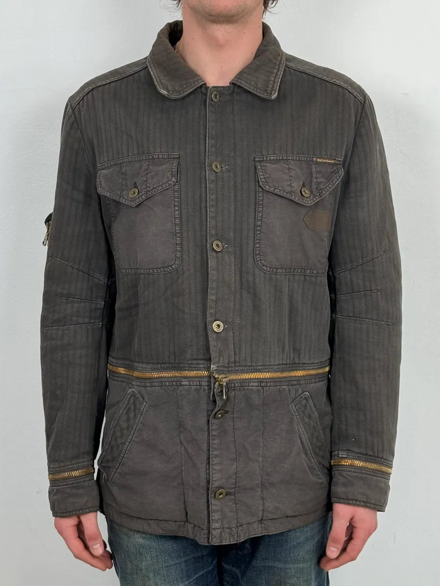 AW2003 Dolce & Gabbana Grey Faded Military Cargo Detachable Jacket THmAQij 1