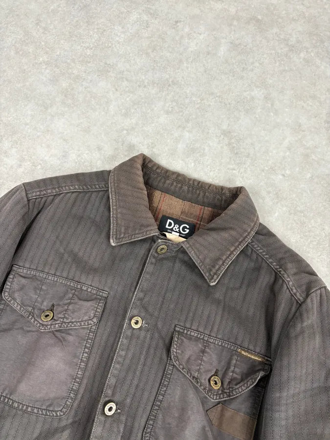 AW2003 Dolce & Gabbana Grey Faded Military Cargo Detachable Jacket THmAQij 3