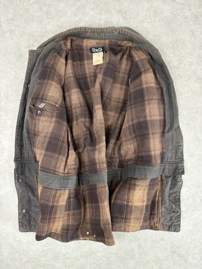 AW2003 Dolce & Gabbana Grey Faded Military Cargo Detachable Jacket THmAQij 7