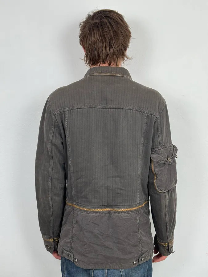 AW2003 Dolce & Gabbana Grey Faded Military Cargo Detachable Jacket THmAQij 2