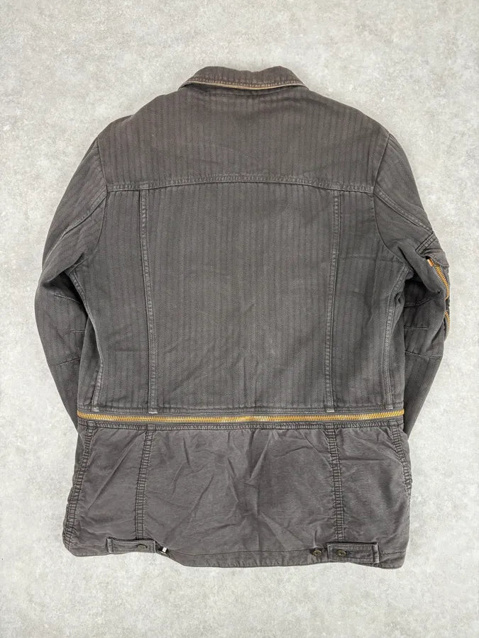AW2003 Dolce & Gabbana Grey Faded Military Cargo Detachable Jacket THmAQij 5