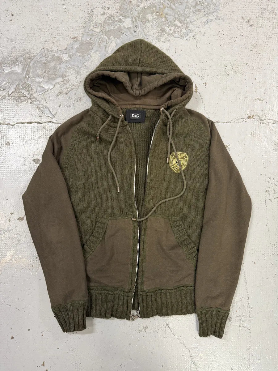 AW2003 Dolce & Gabbana Khaki Green Wool Zip-up Hoodie dDkJJog 10