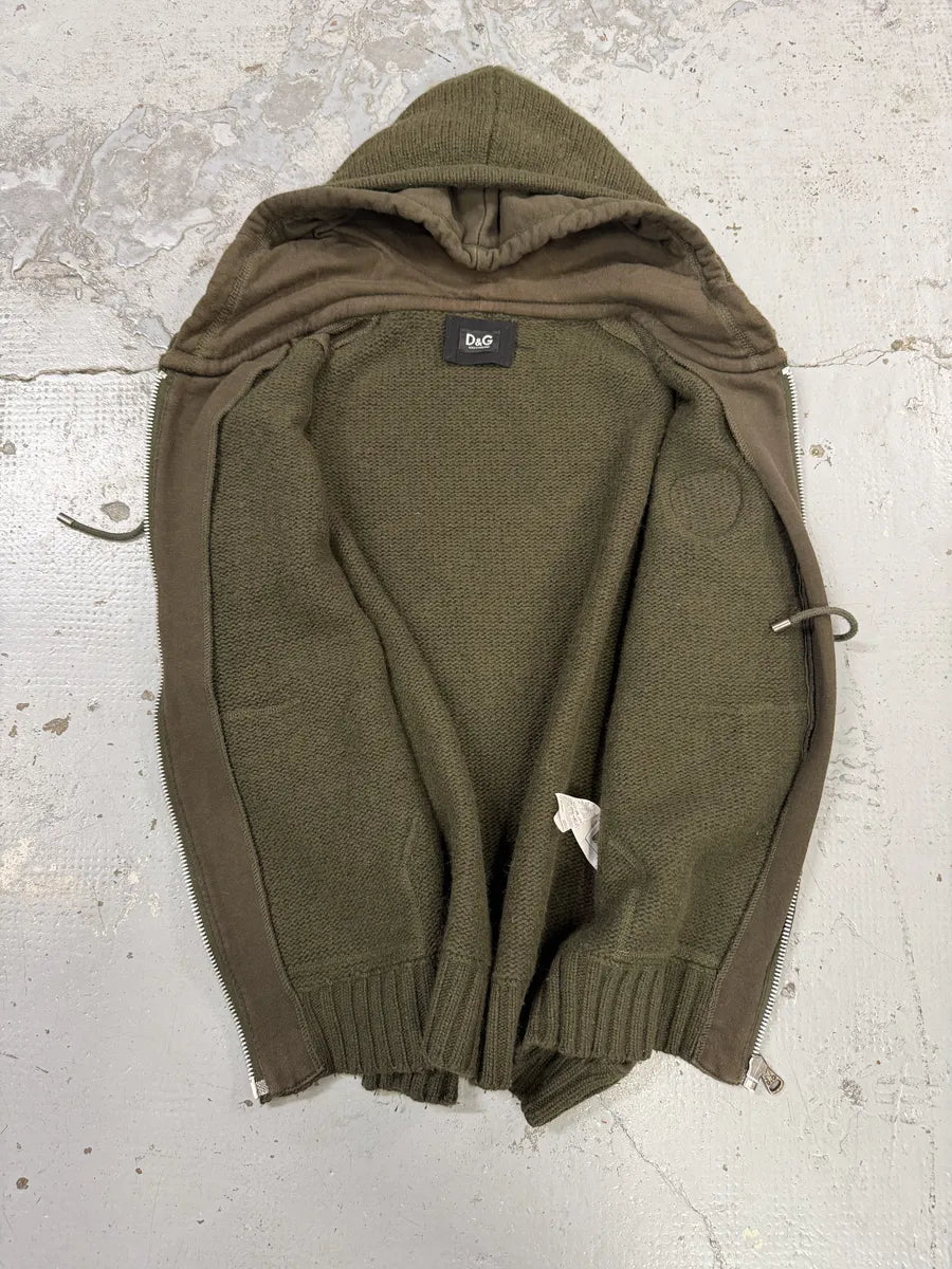 AW2003 Dolce & Gabbana Khaki Green Wool Zip-up Hoodie dDkJJog 11