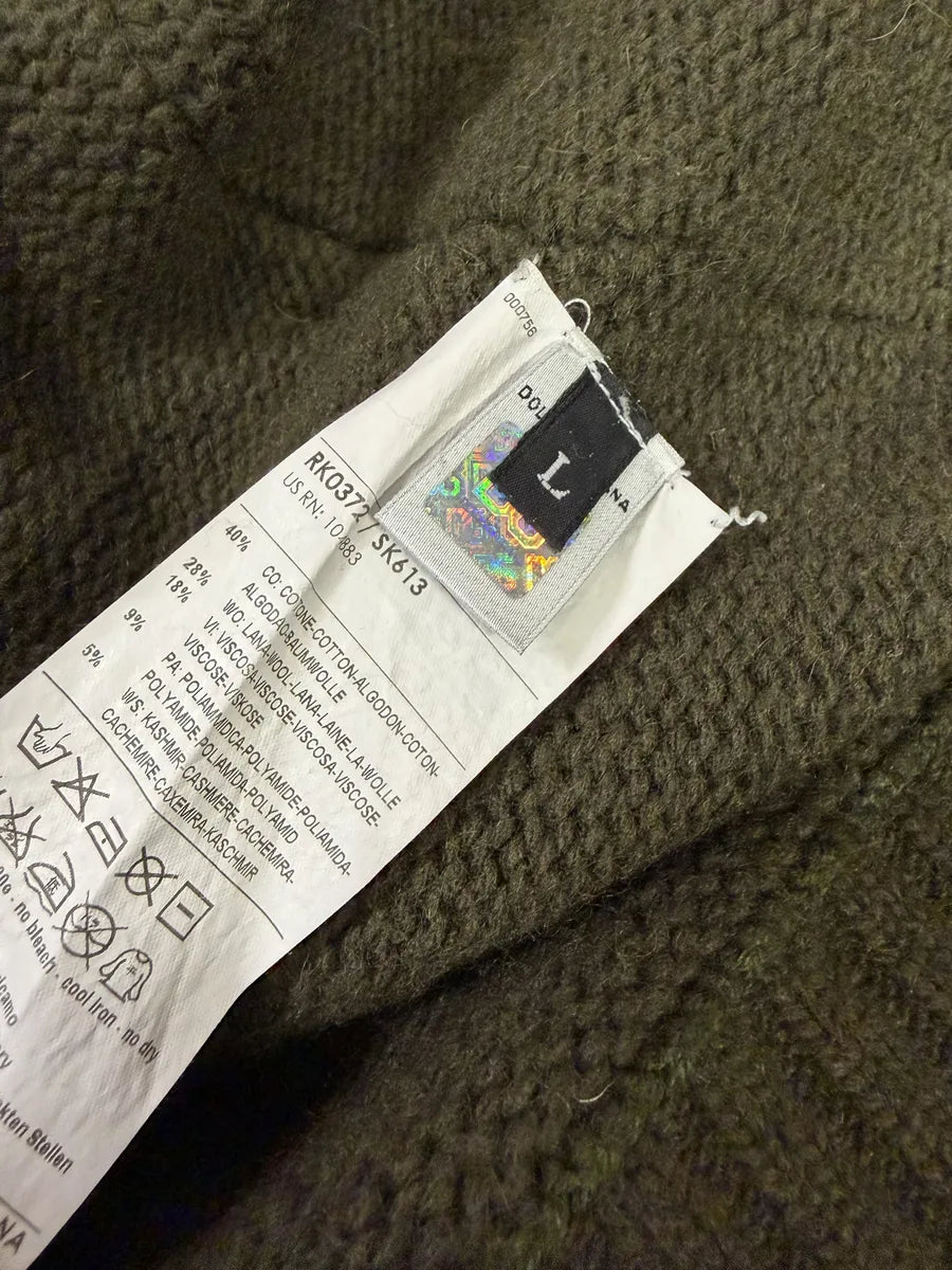 AW2003 Dolce & Gabbana Khaki Green Wool Zip-up Hoodie dDkJJog 12