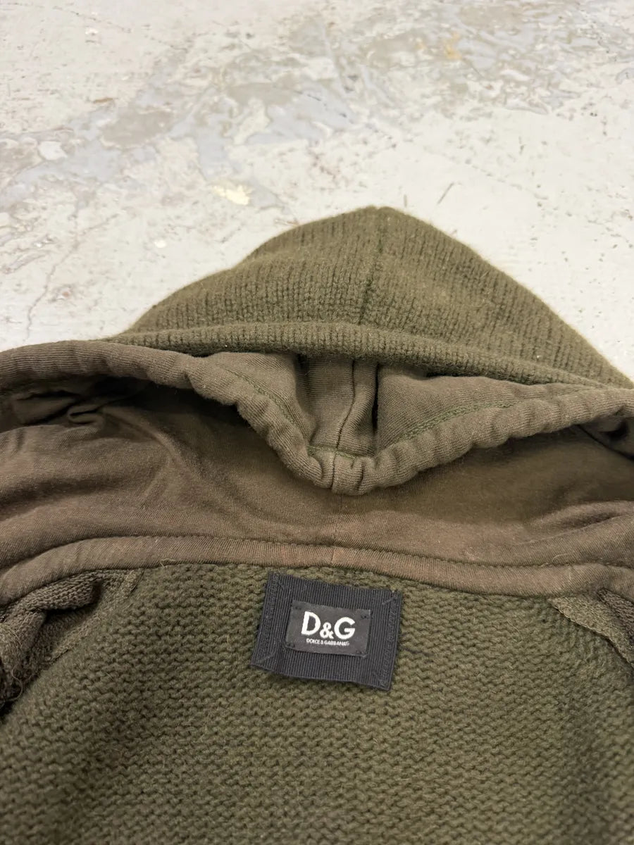 AW2003 Dolce & Gabbana Khaki Green Wool Zip-up Hoodie dDkJJog 13