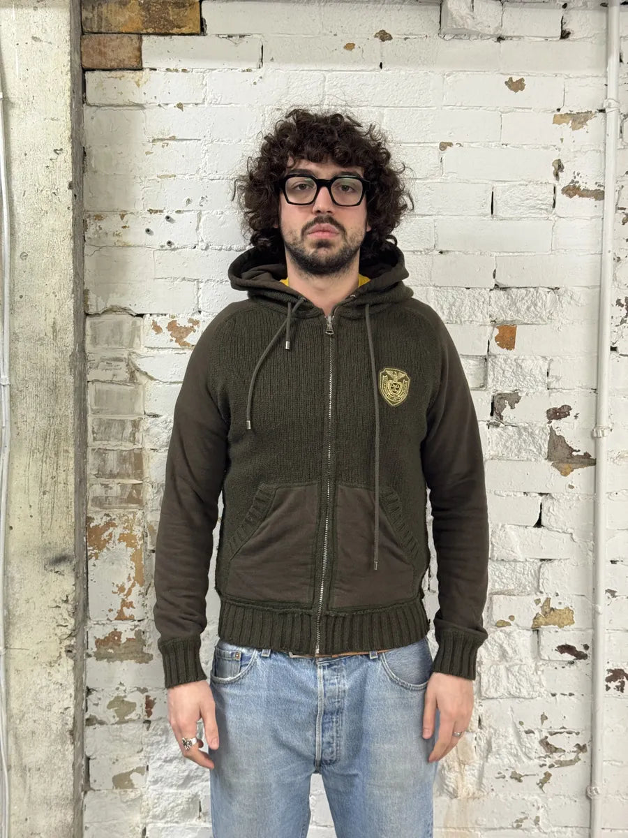 AW2003 Dolce & Gabbana Khaki Green Wool Zip-up Hoodie dDkJJog 2