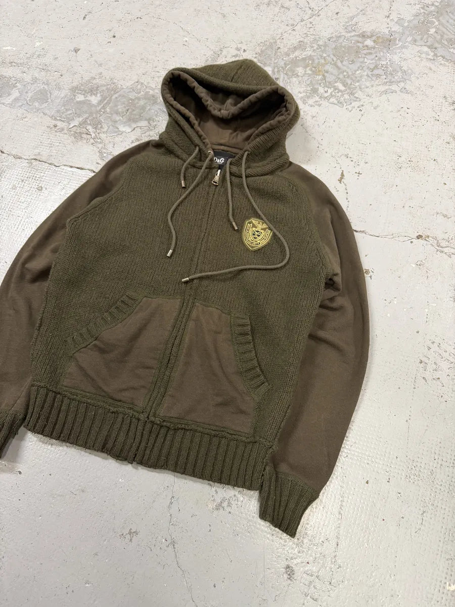 AW2003 Dolce & Gabbana Khaki Green Wool Zip-up Hoodie dDkJJog 5