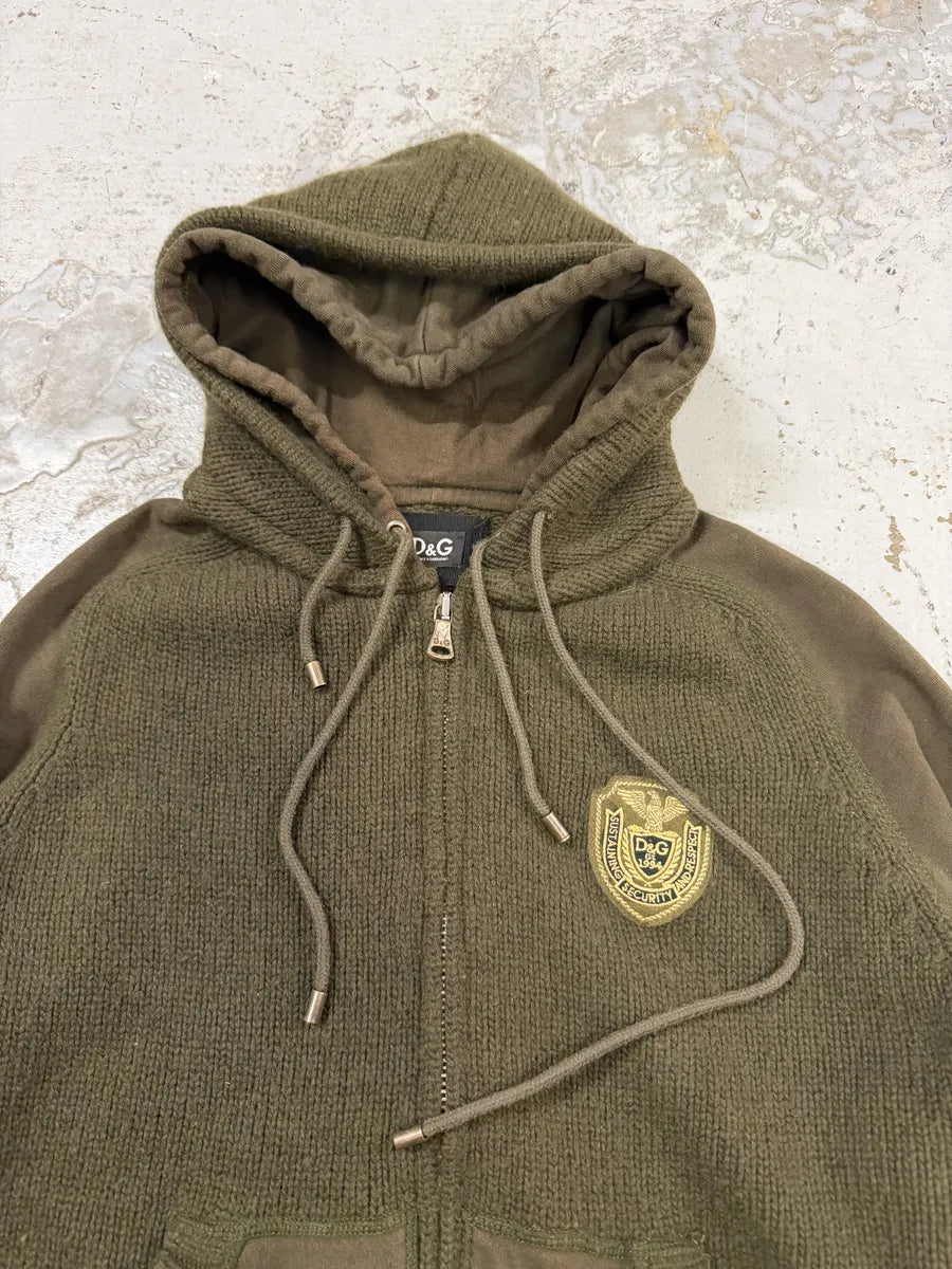 AW2003 Dolce & Gabbana Khaki Green Wool Zip-up Hoodie dDkJJog 6