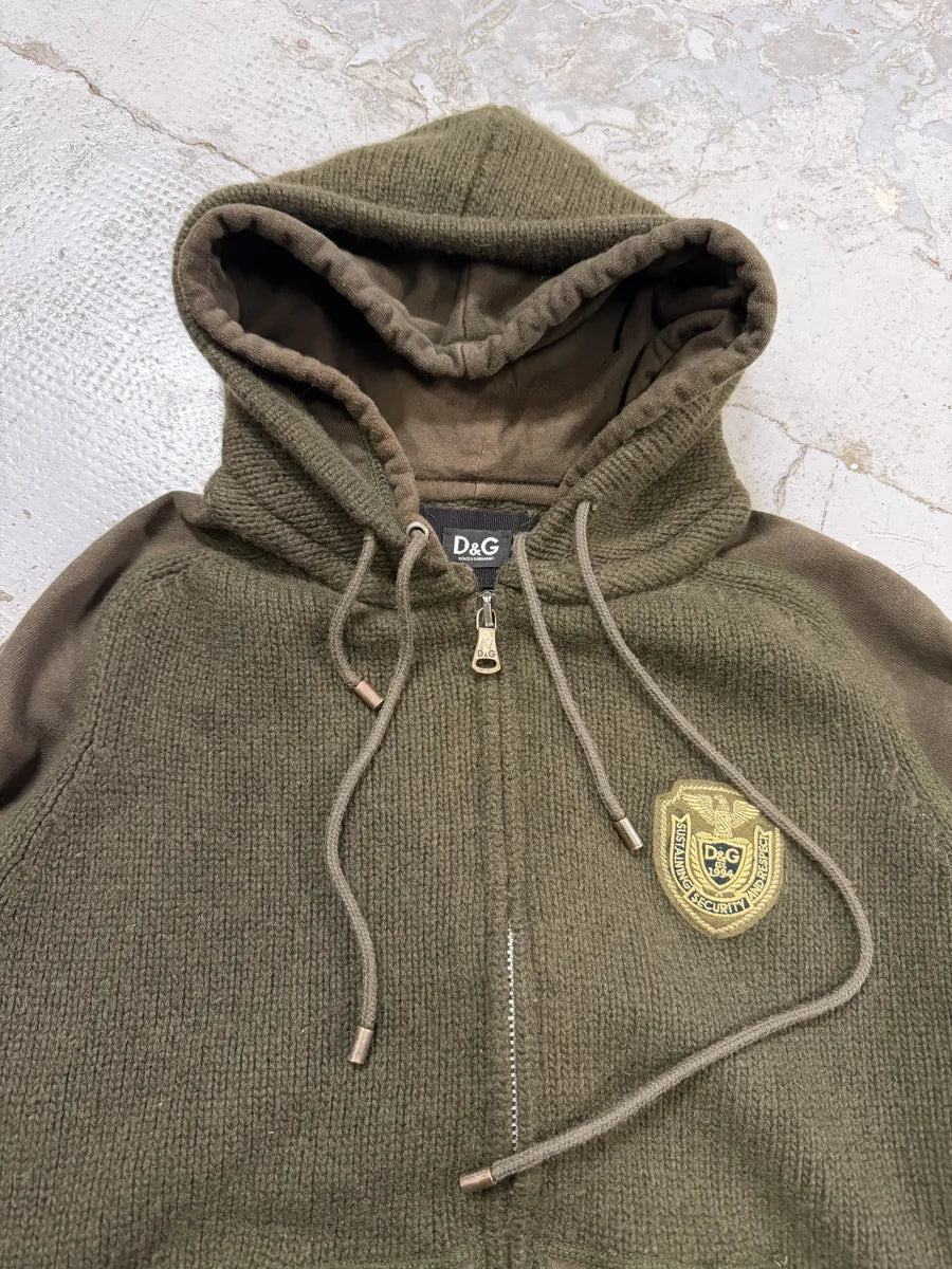 AW2003 Dolce & Gabbana Khaki Green Wool Zip-up Hoodie dDkJJog 7