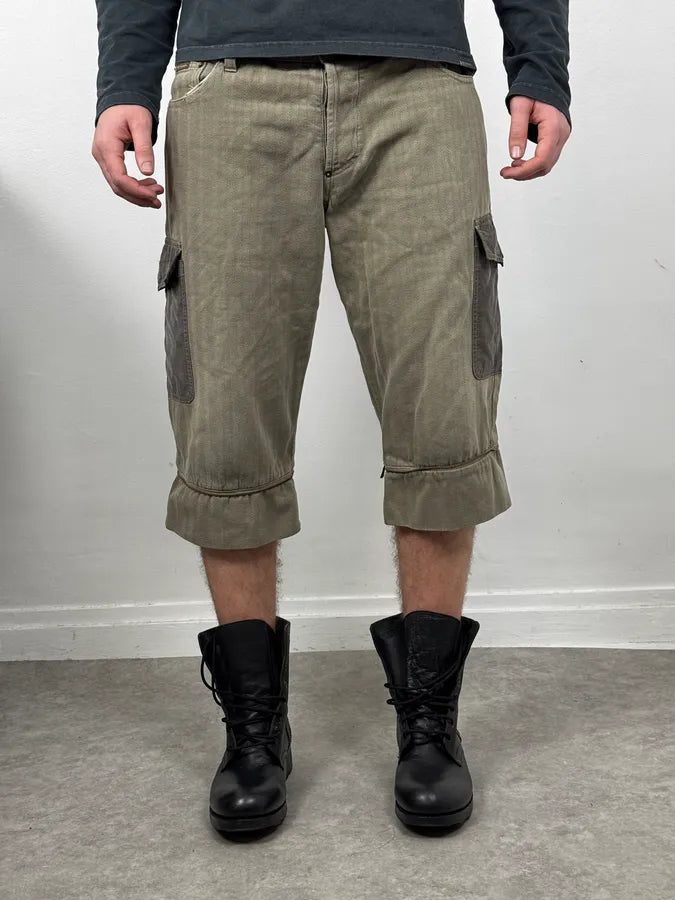 AW2003 Dolce & Gabbana Khaki Green Zip Utility Shorts XSvkXGa 0