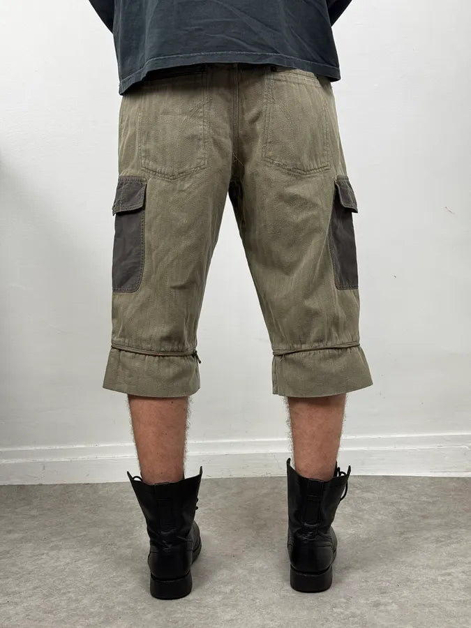 AW2003 Dolce & Gabbana Khaki Green Zip Utility Shorts XSvkXGa 2