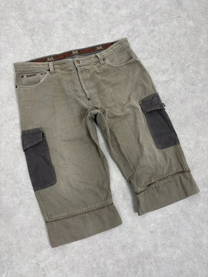 AW2003 Dolce & Gabbana Khaki Green Zip Utility Shorts XSvkXGa 4