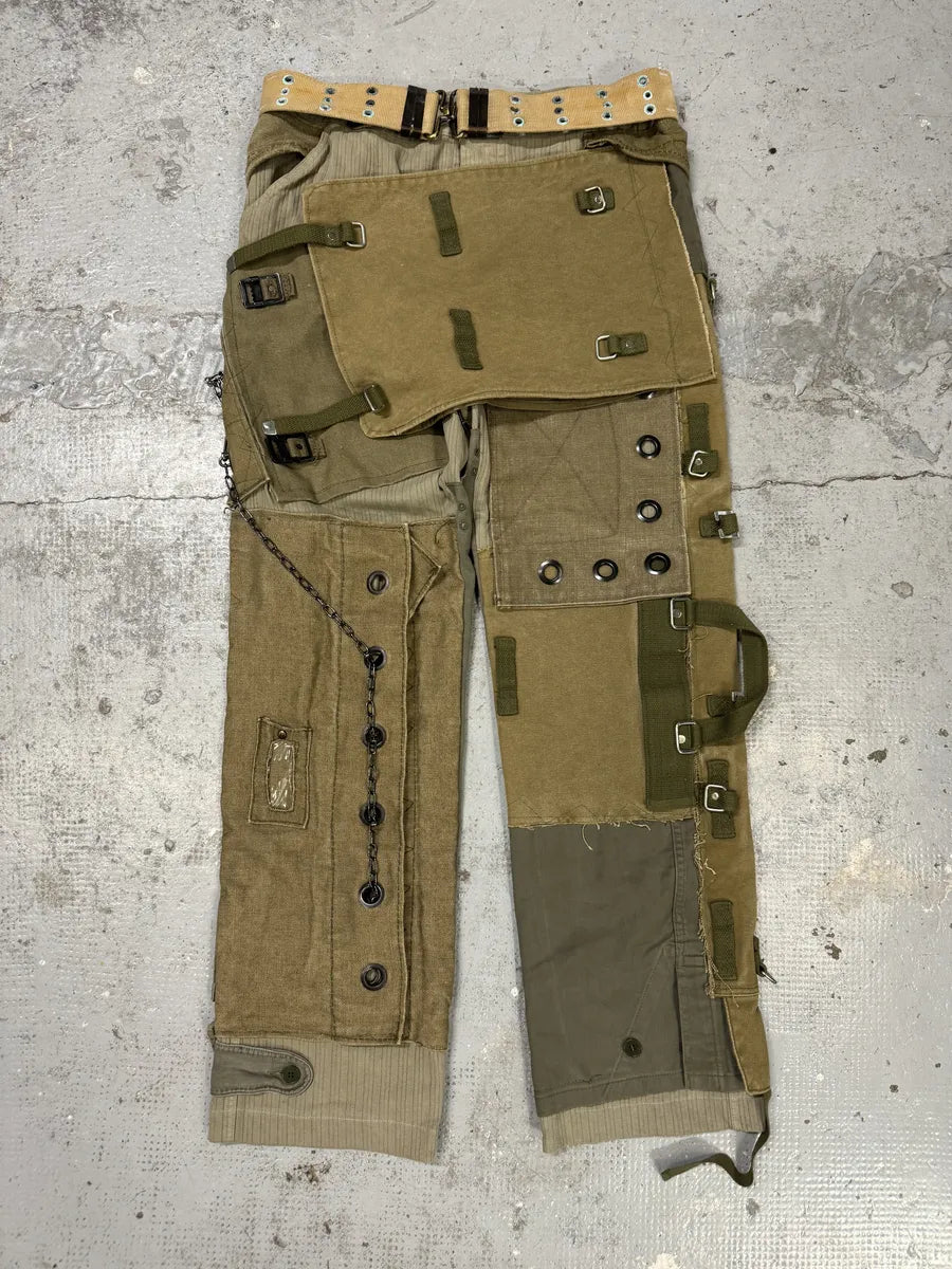AW2003 Dolce & Gabbana Khaki Reconstructed Cargo Military Pants mdkHFrC 0