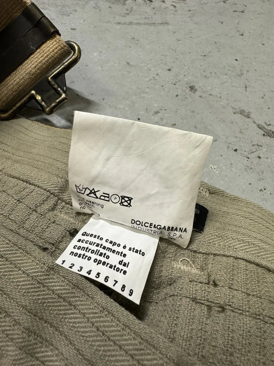 AW2003 Dolce & Gabbana Khaki Reconstructed Cargo Military Pants mdkHFrC 11
