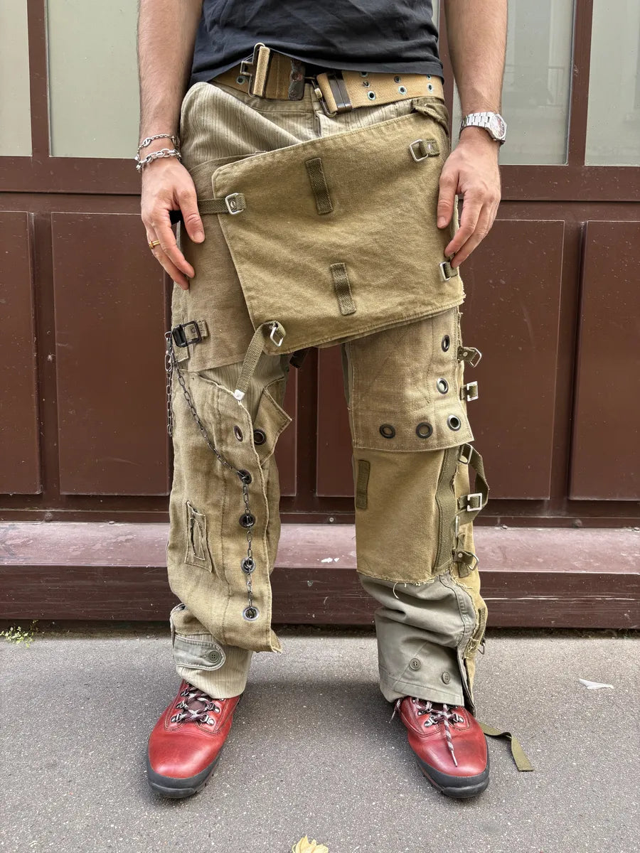 AW2003 Dolce & Gabbana Khaki Reconstructed Cargo Military Pants mdkHFrC 3