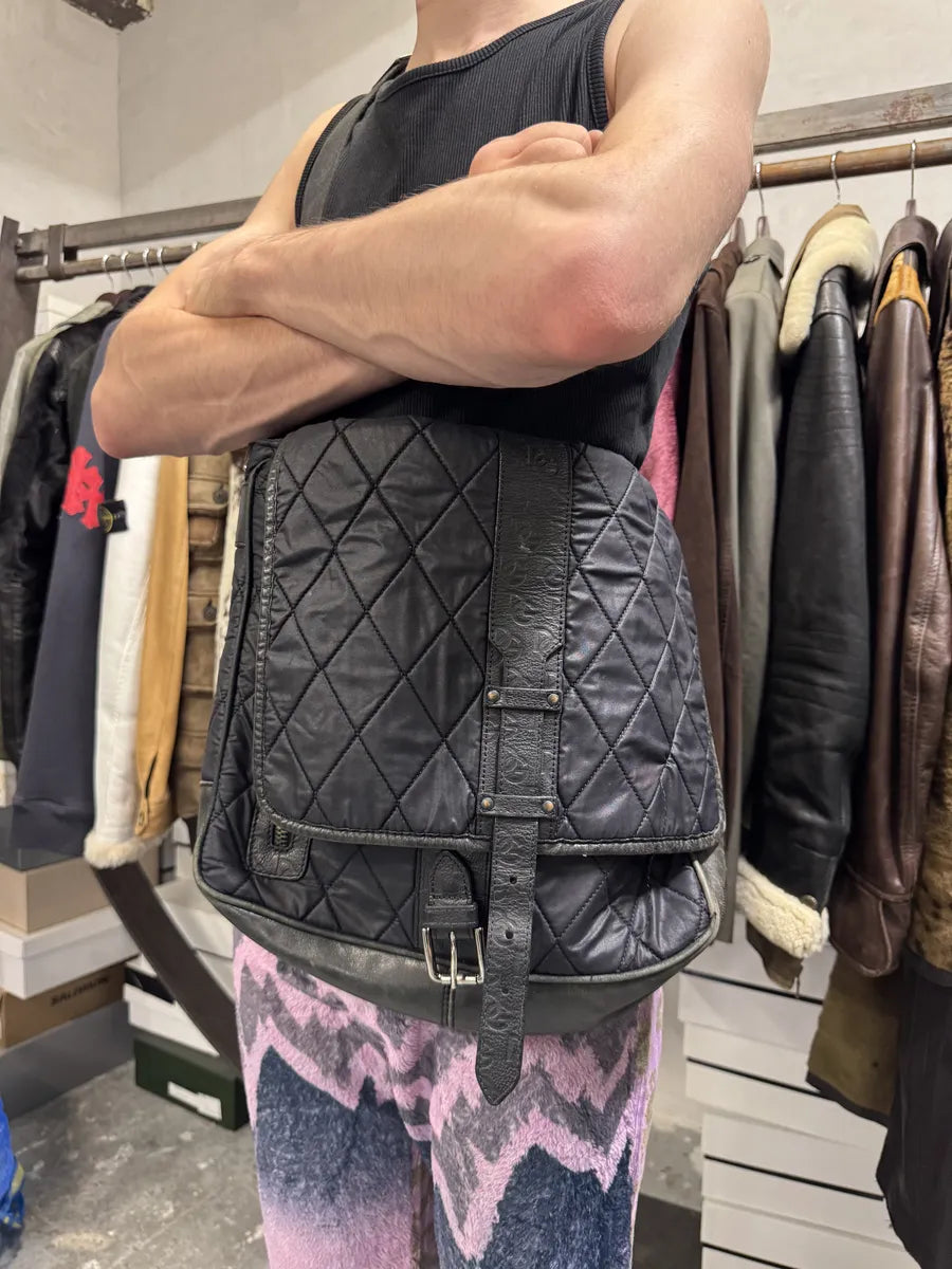 AW2003 Dolce & Gabbana Losange Black Leather Shoulder Bag NSolkuJ 1