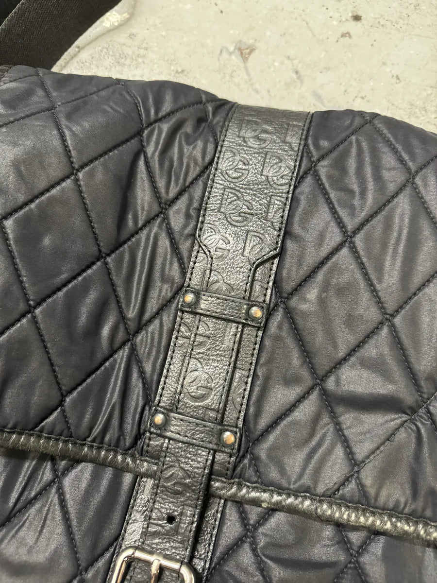 AW2003 Dolce & Gabbana Losange Black Leather Shoulder Bag NSolkuJ 10