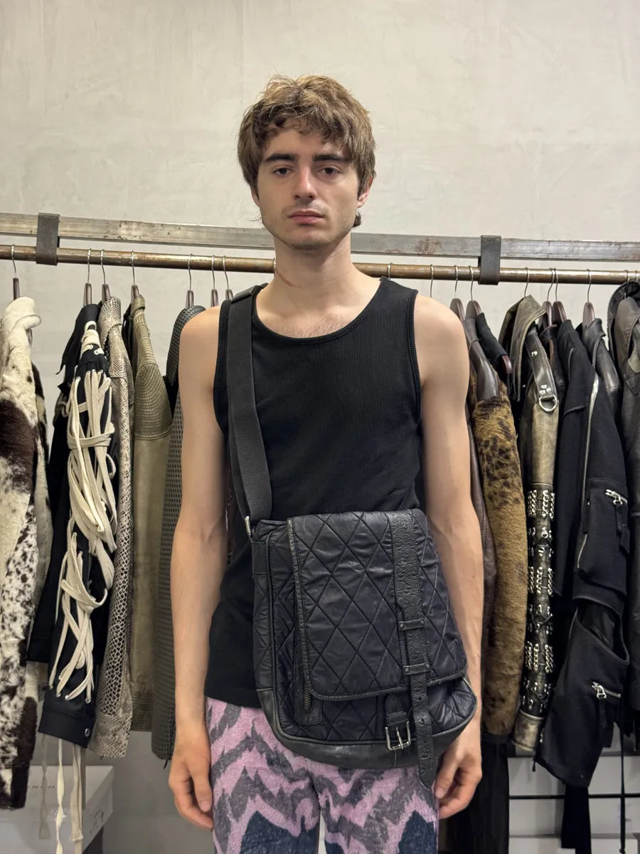 AW2003 Dolce & Gabbana Losange Black Leather Shoulder Bag NSolkuJ 3